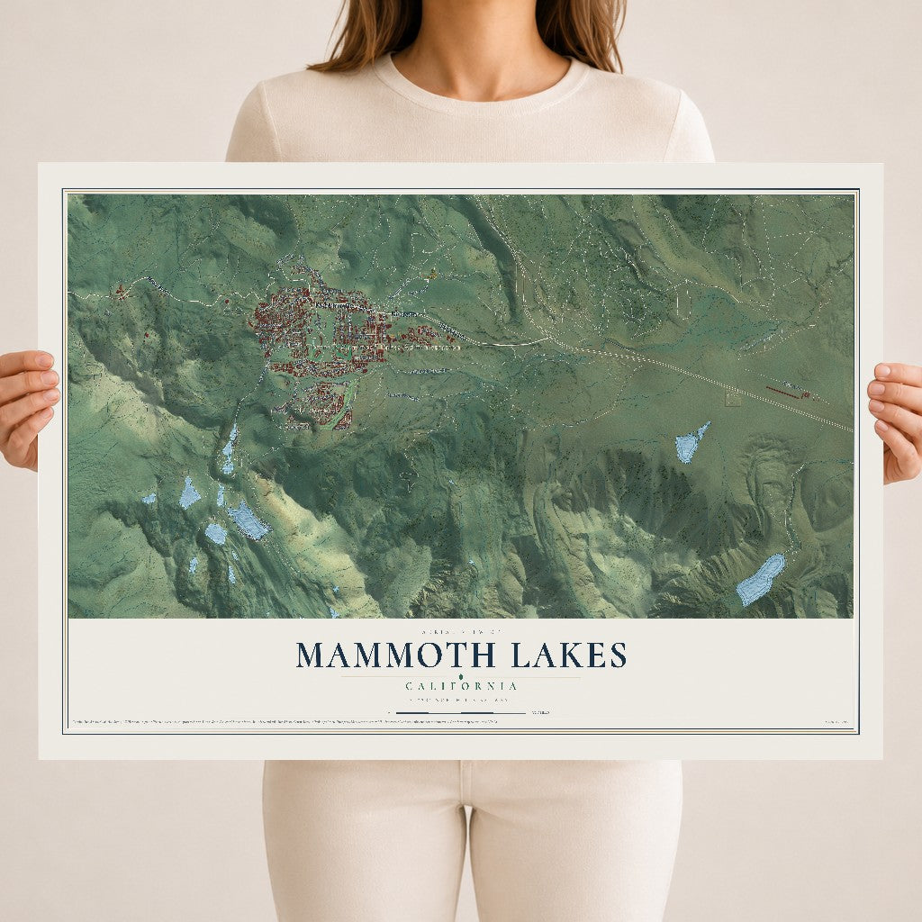 Map of Mammoth Lakes, California, 18 x 24 inch unframed archival matte print