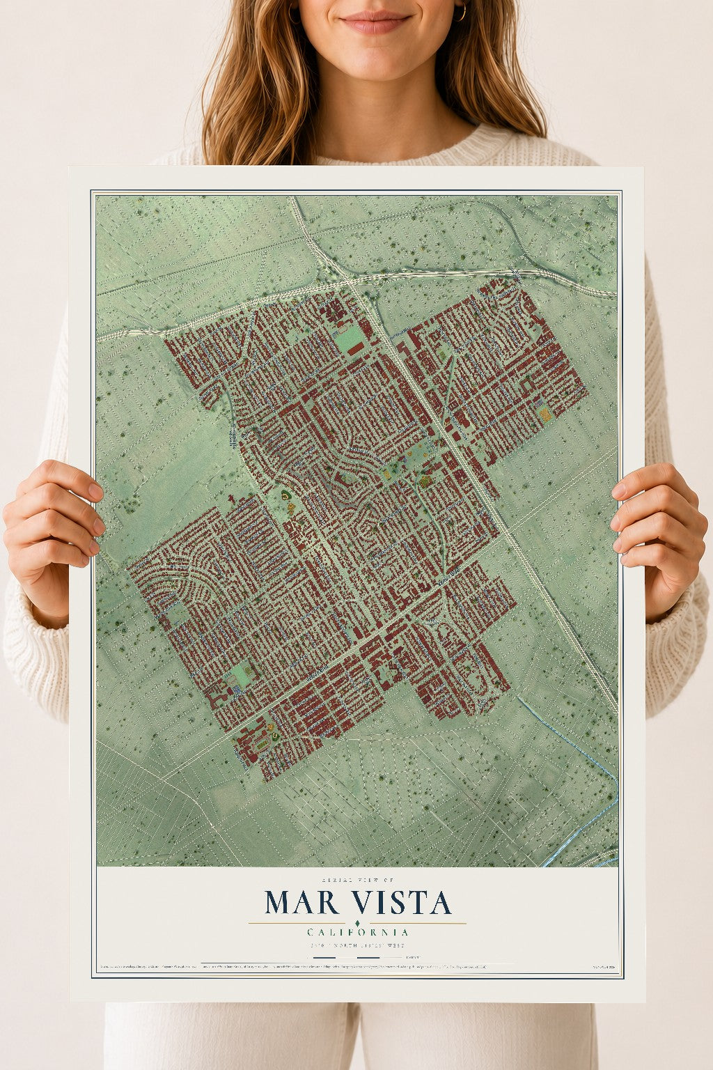 Map of Mar Vista, California, 18 x 24 inch unframed archival matte print
