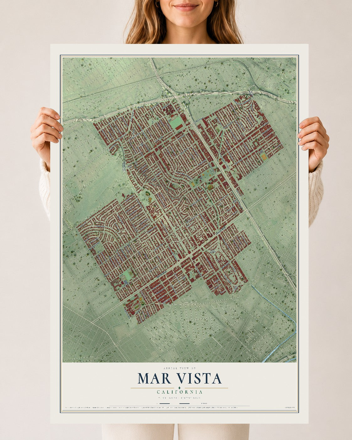Map of Mar Vista, California, 24 x 36 inch unframed archival matte print