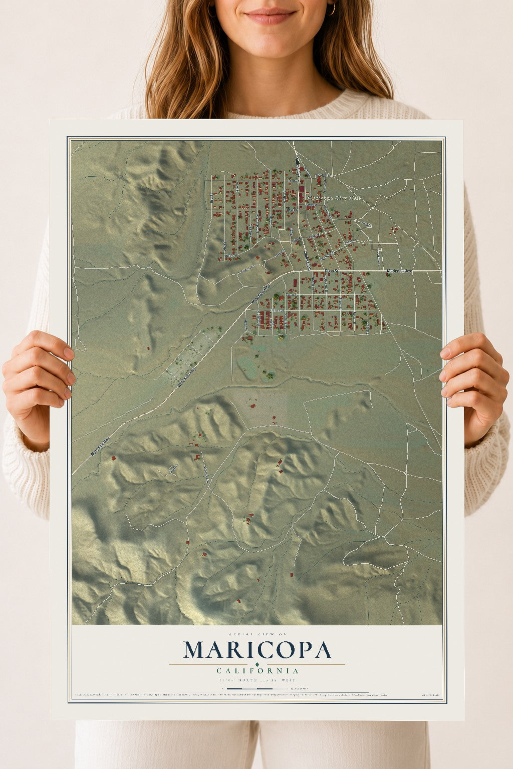 Map of Maricopa, California, 18 x 24 inch unframed archival matte print