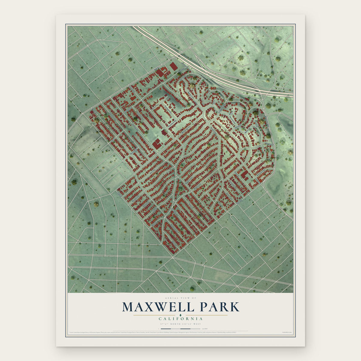 Maxwell Park, California map print, the full design