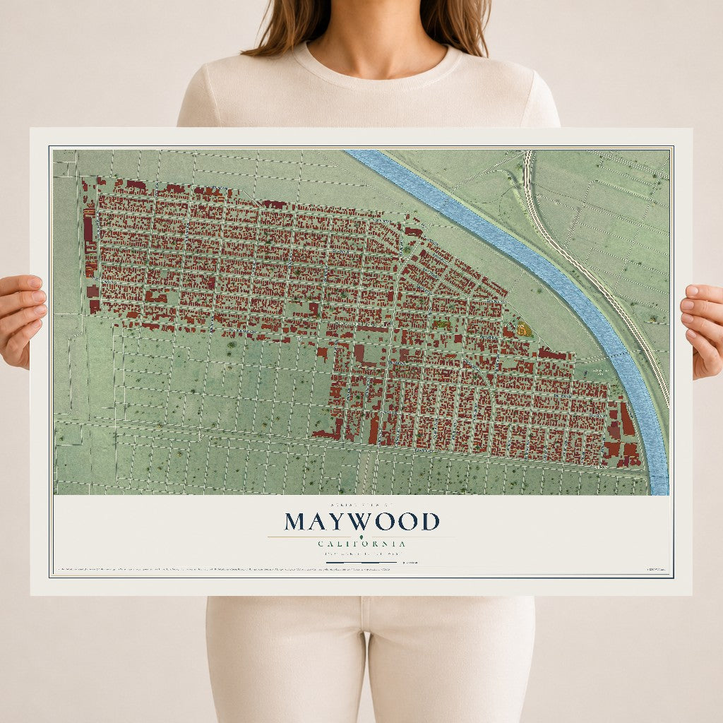 Map of Maywood, California, 18 x 24 inch unframed archival matte print