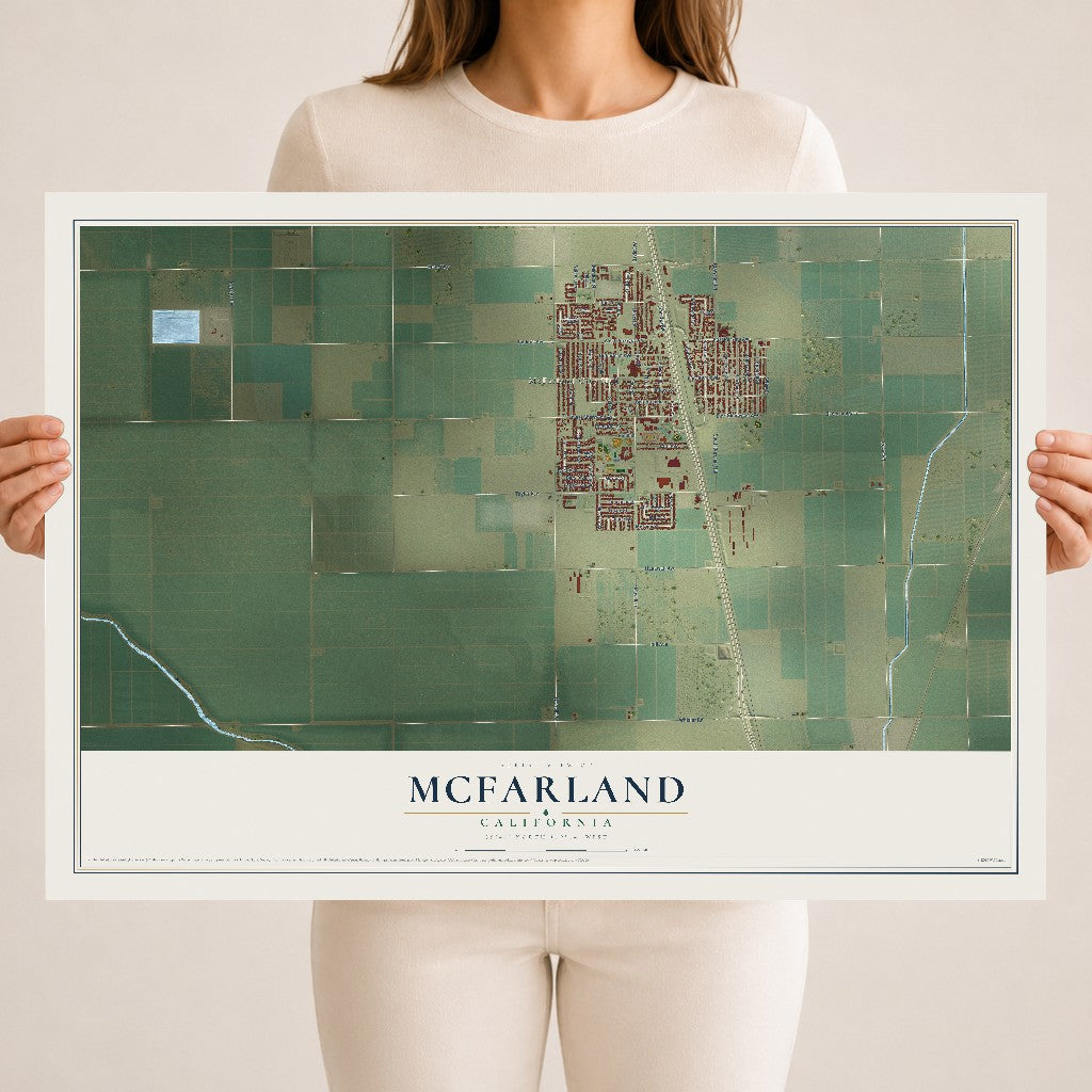 Map of McFarland, California, 18 x 24 inch unframed archival matte print