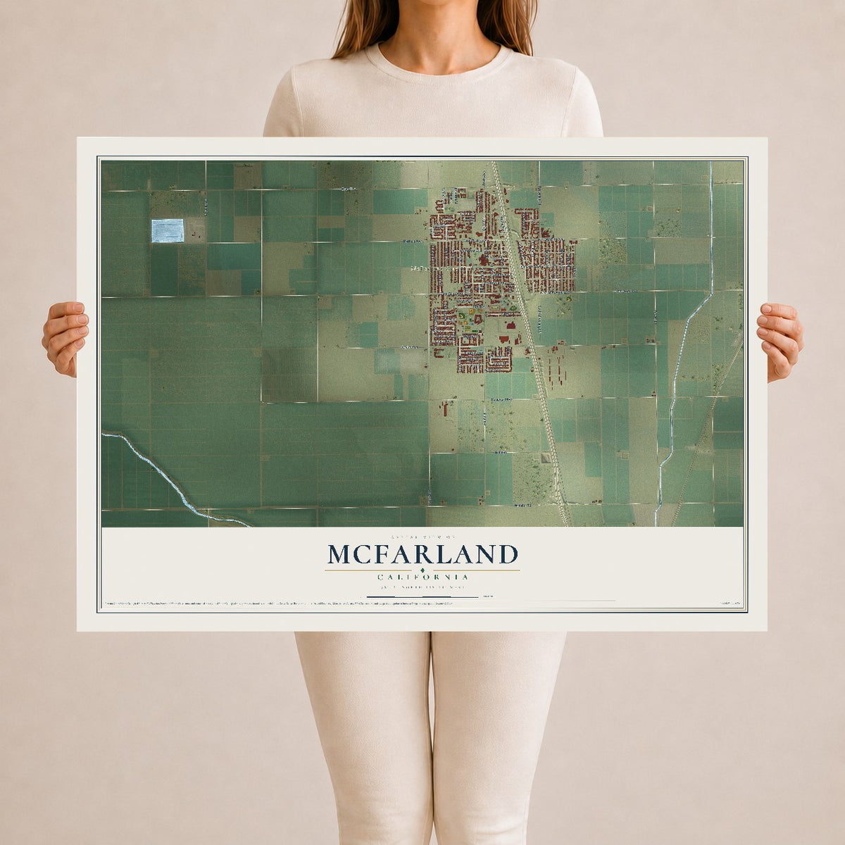 Map of McFarland, California, 24 x 36 inch unframed archival matte print
