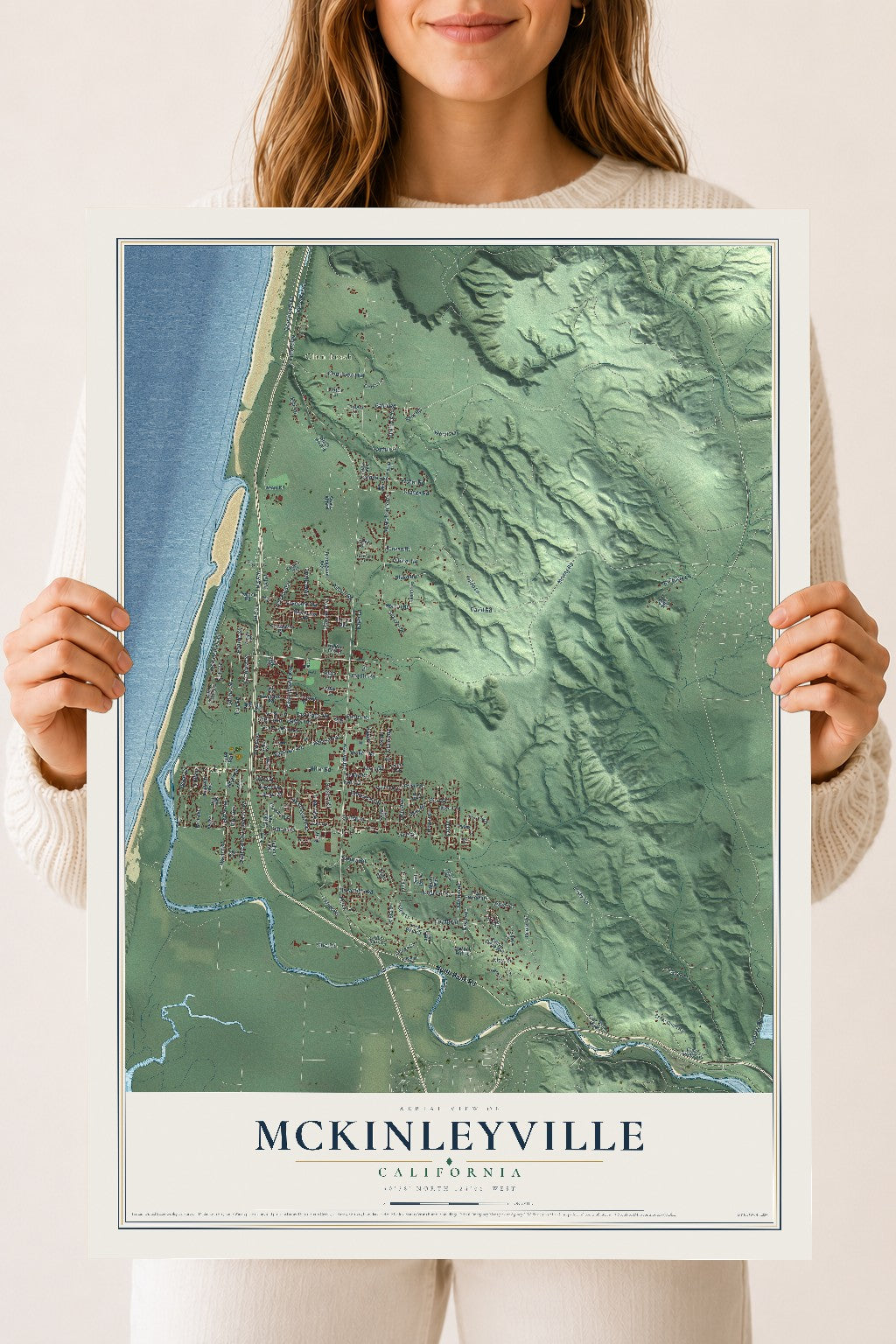 Map of McKinleyville, California, 18 x 24 inch unframed archival matte print