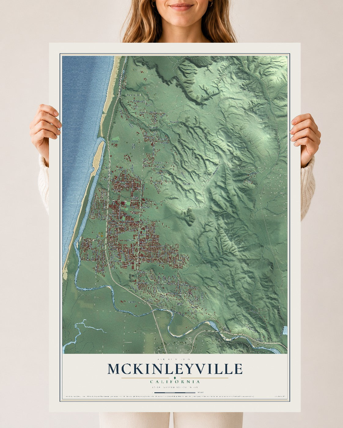 Map of McKinleyville, California, 24 x 36 inch unframed archival matte print