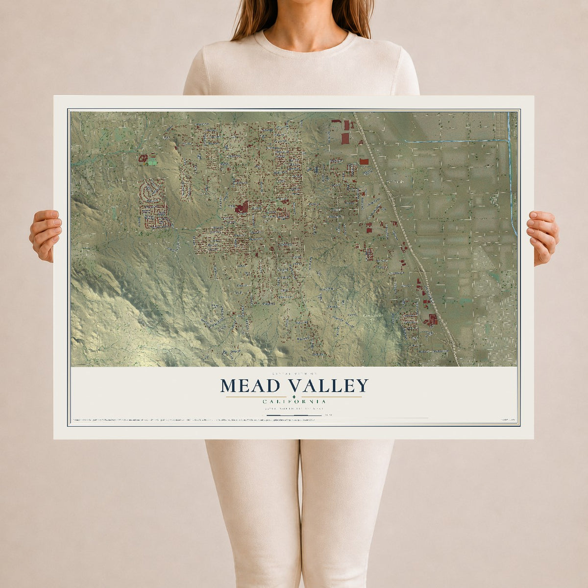 Map of Mead Valley, California, 24 x 36 inch unframed archival matte print