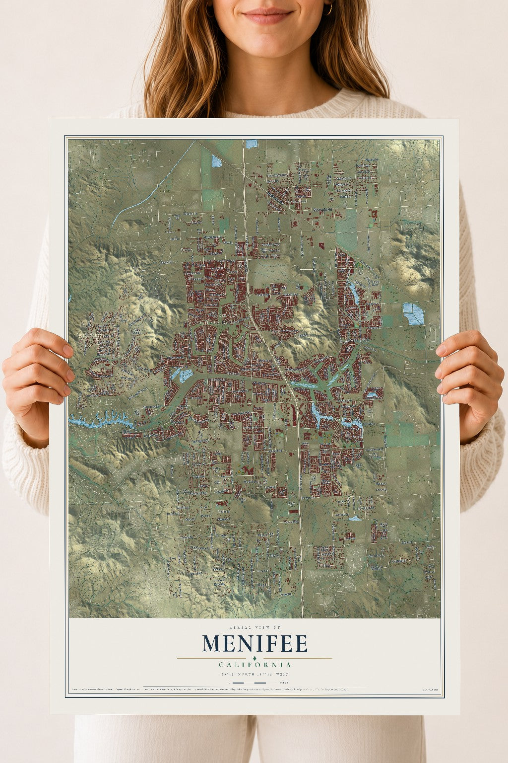 Map of Menifee, California, 18 x 24 inch unframed archival matte print