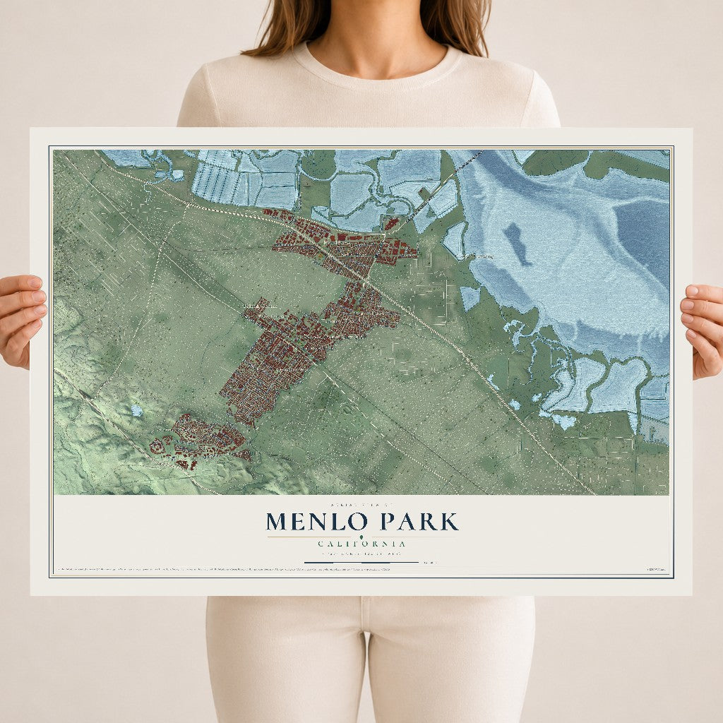 Map of Menlo Park, California, 18 x 24 inch unframed archival matte print
