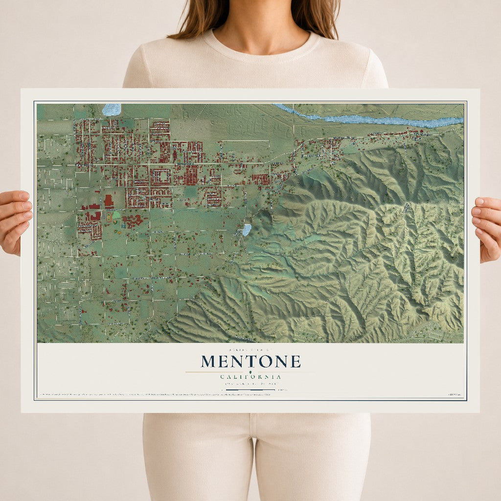 Map of Mentone, California, 18 x 24 inch unframed archival matte print