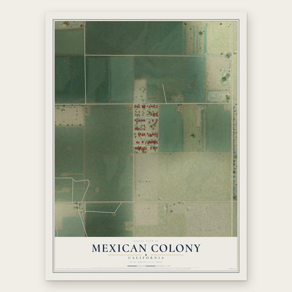 Mexican Colony, California map print, the full design