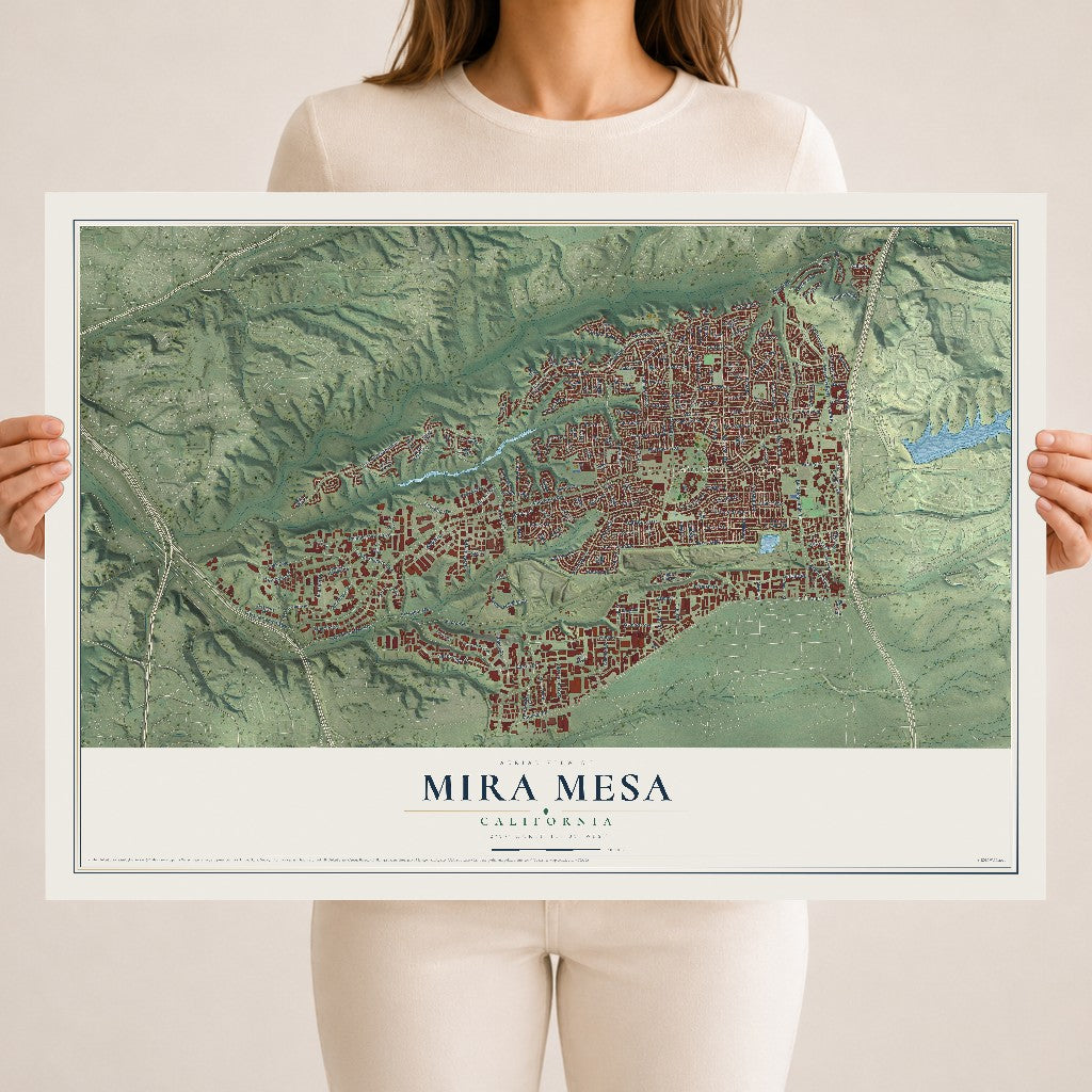 Map of Mira Mesa, California, 18 x 24 inch unframed archival matte print