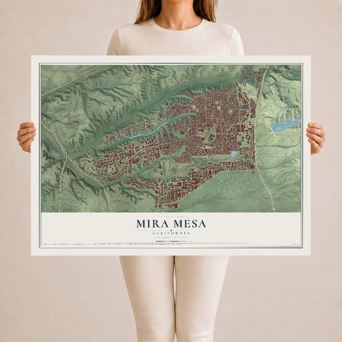 Map of Mira Mesa, California, 24 x 36 inch unframed archival matte print