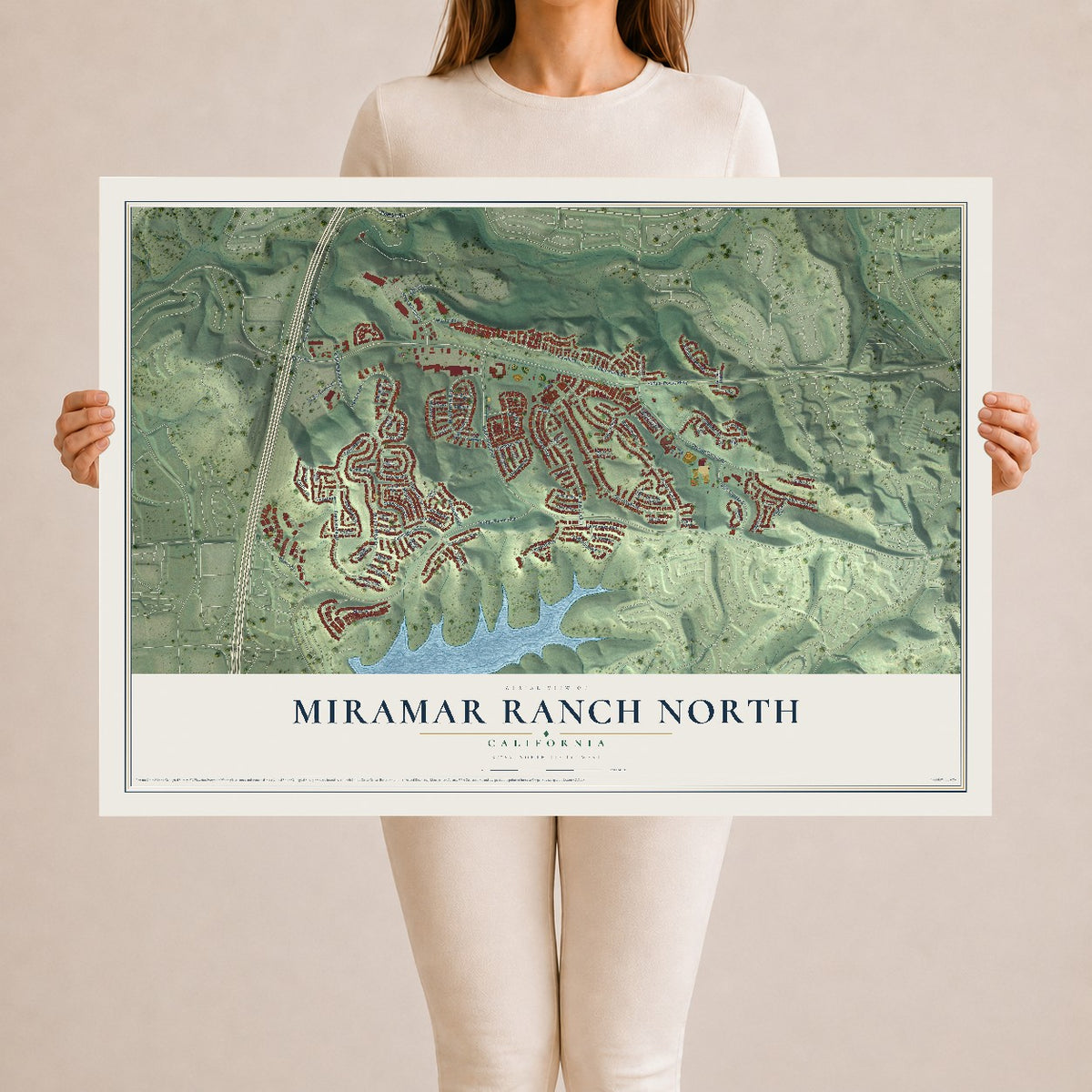 Map of Miramar Ranch North, California, 24 x 36 inch unframed archival matte print