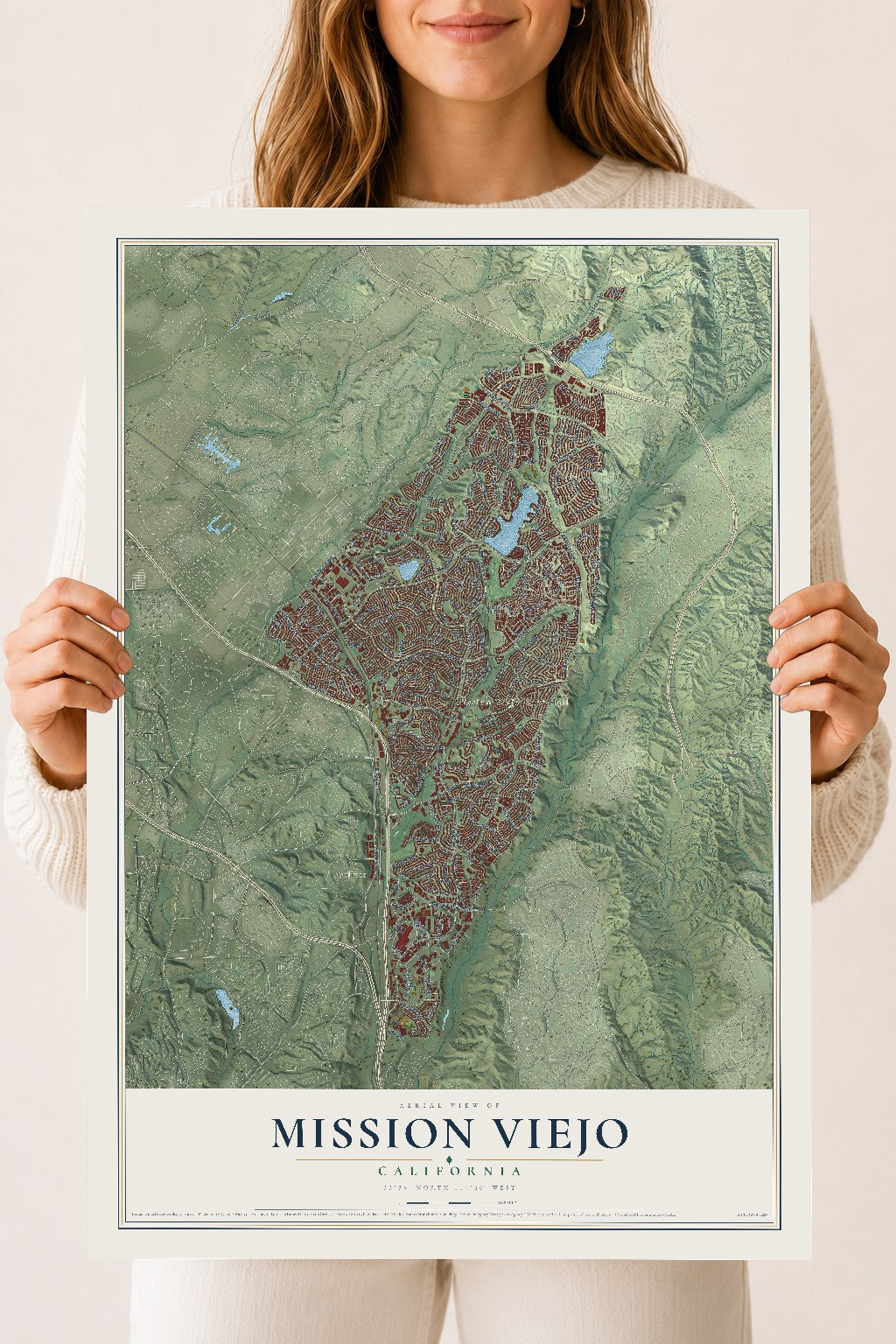 Map of Mission Viejo, California, 18 x 24 inch unframed archival matte print