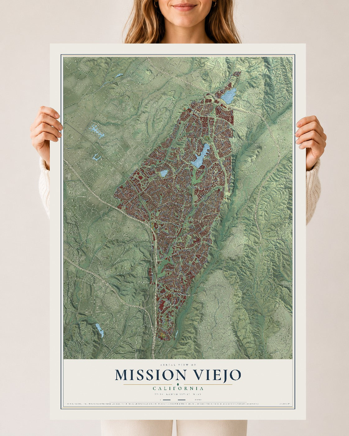 Map of Mission Viejo, California, 24 x 36 inch unframed archival matte print