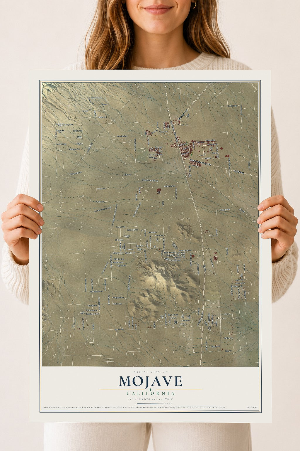 Map of Mojave, California, 18 x 24 inch unframed archival matte print