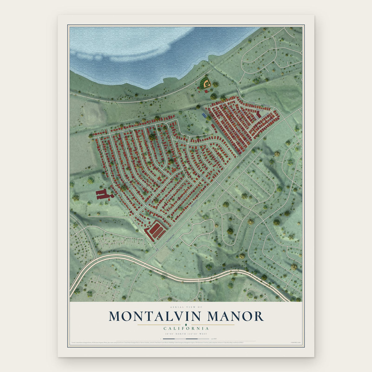 Montalvin Manor, California map print, the full design