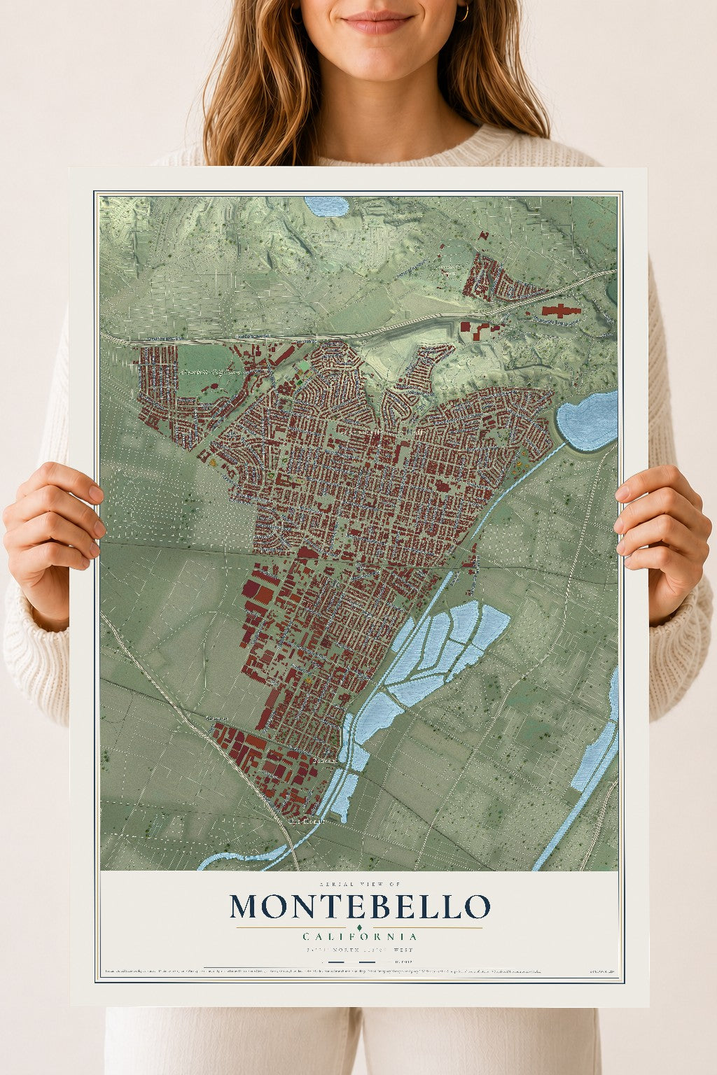 Map of Montebello, California, 18 x 24 inch unframed archival matte print