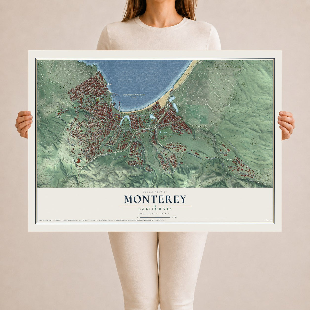Map of Monterey, California, 24 x 36 inch unframed archival matte print