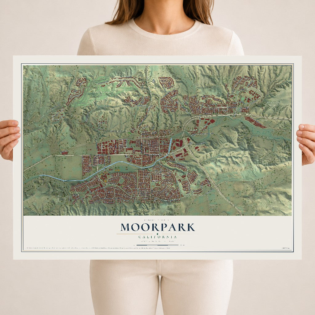 Map of Moorpark, California, 18 x 24 inch unframed archival matte print