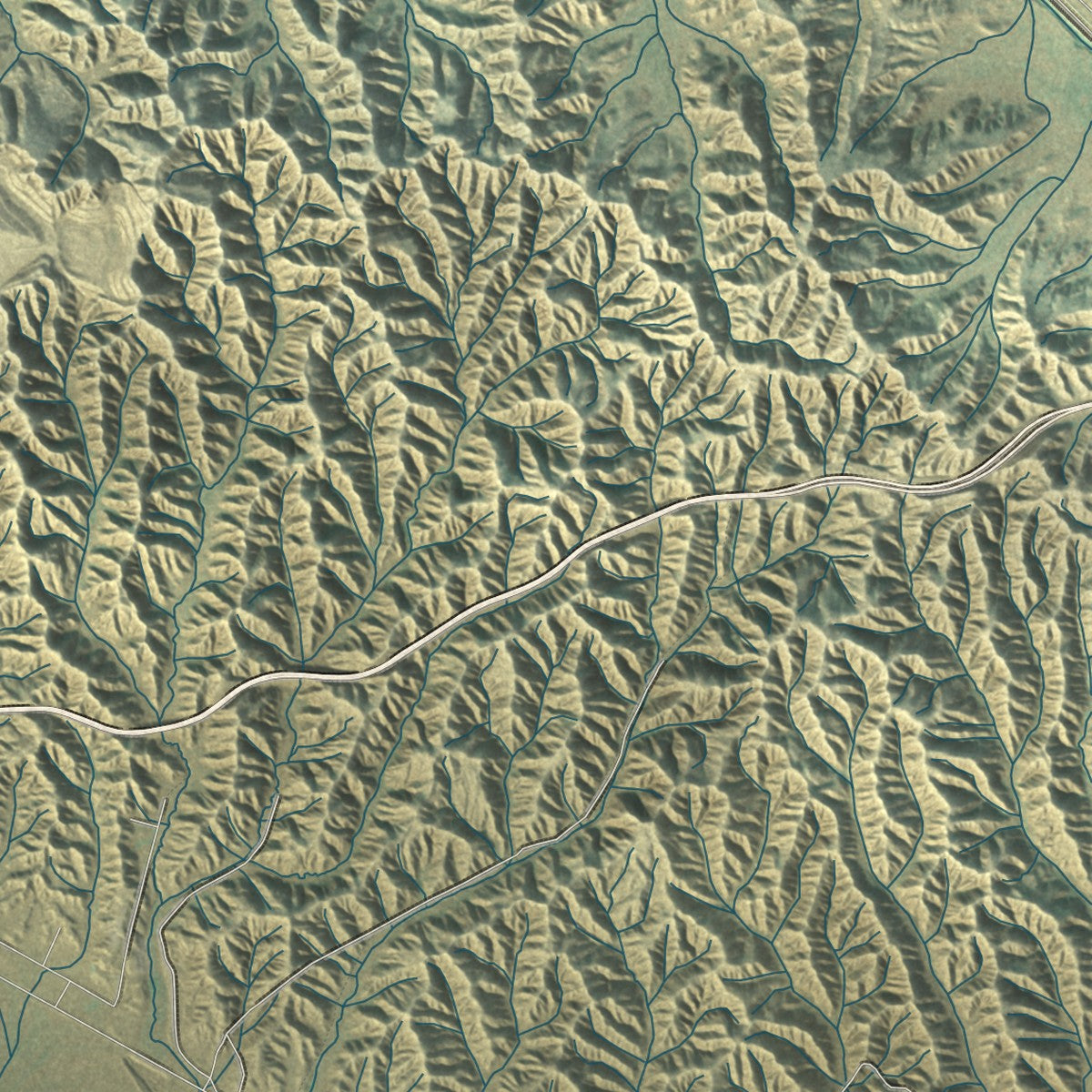 Close-up of the map of Moreno Valley, California print showing street and building detail
