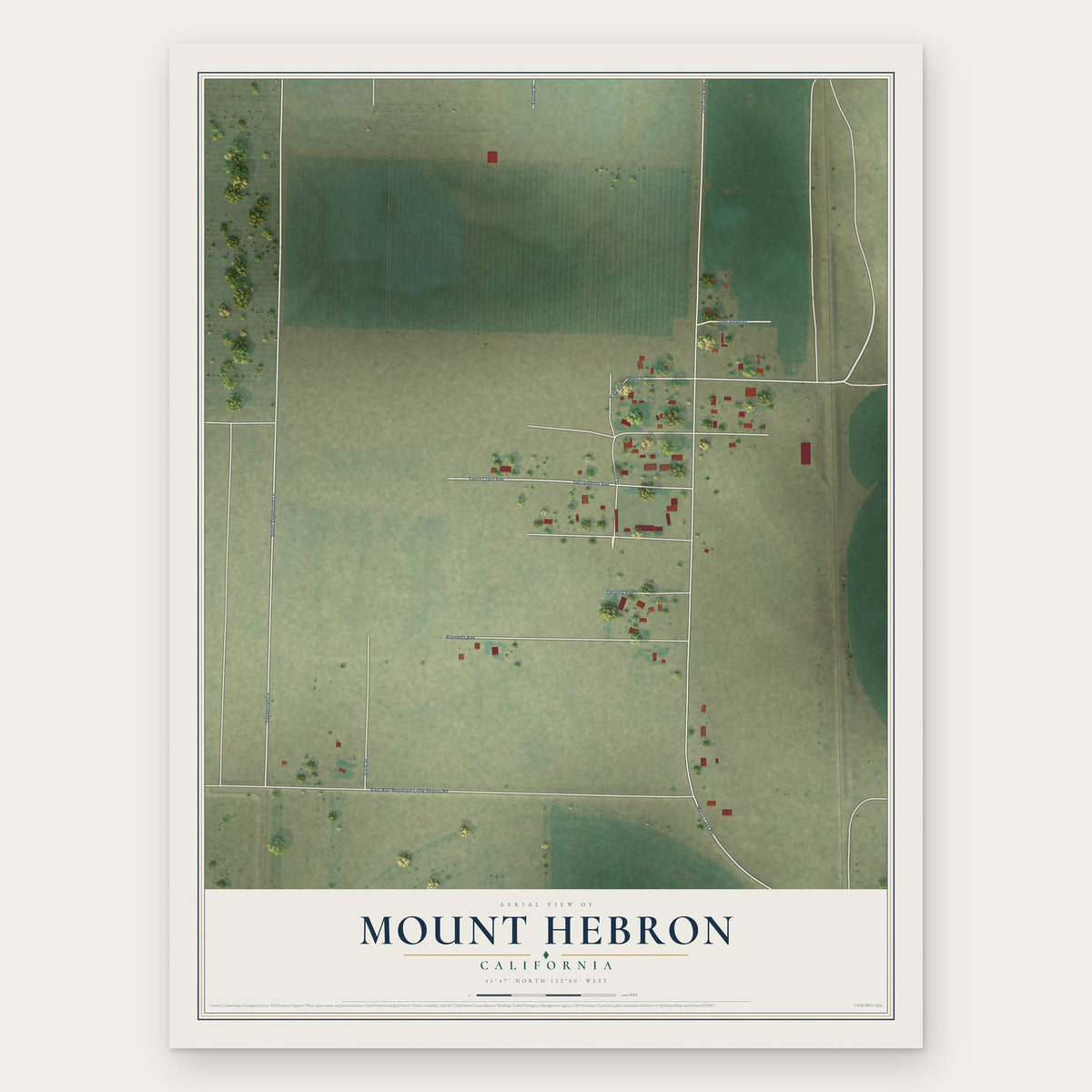 Mount Hebron, California map print, the full design