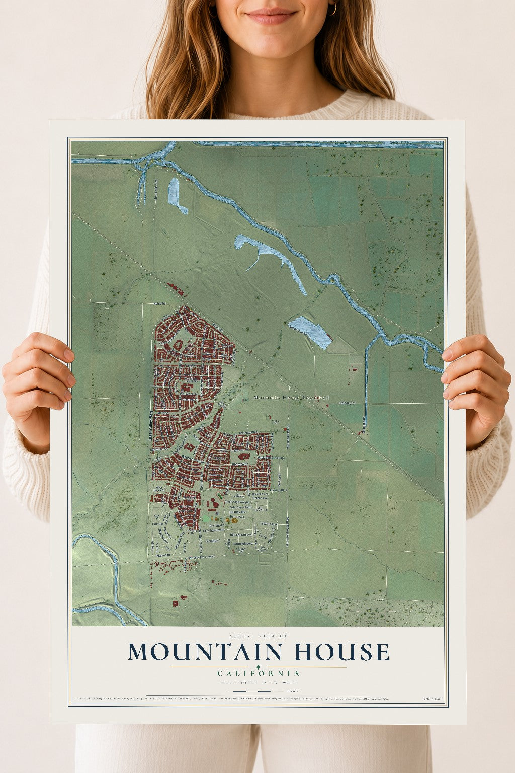 Map of Mountain House, California, 18 x 24 inch unframed archival matte print