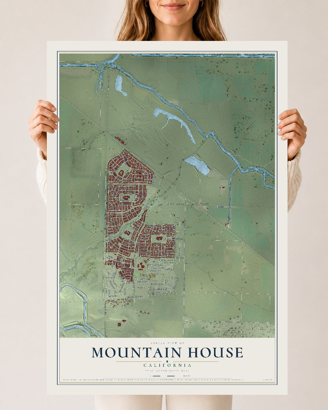 Map of Mountain House, California, 24 x 36 inch unframed archival matte print
