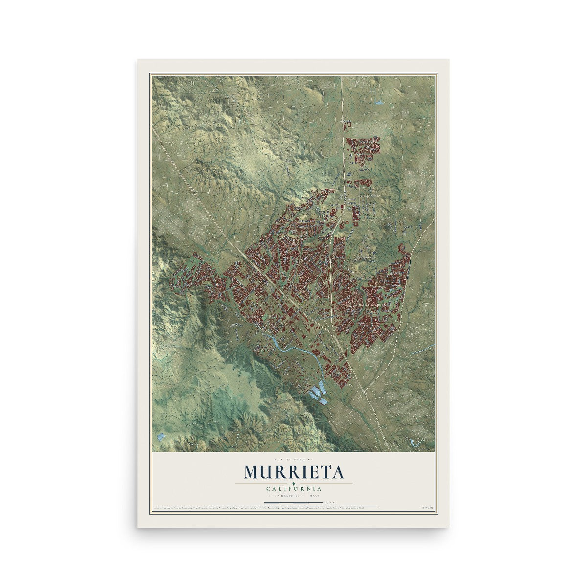 Map of Murrieta, California, 12 x 18 inch unframed archival matte print