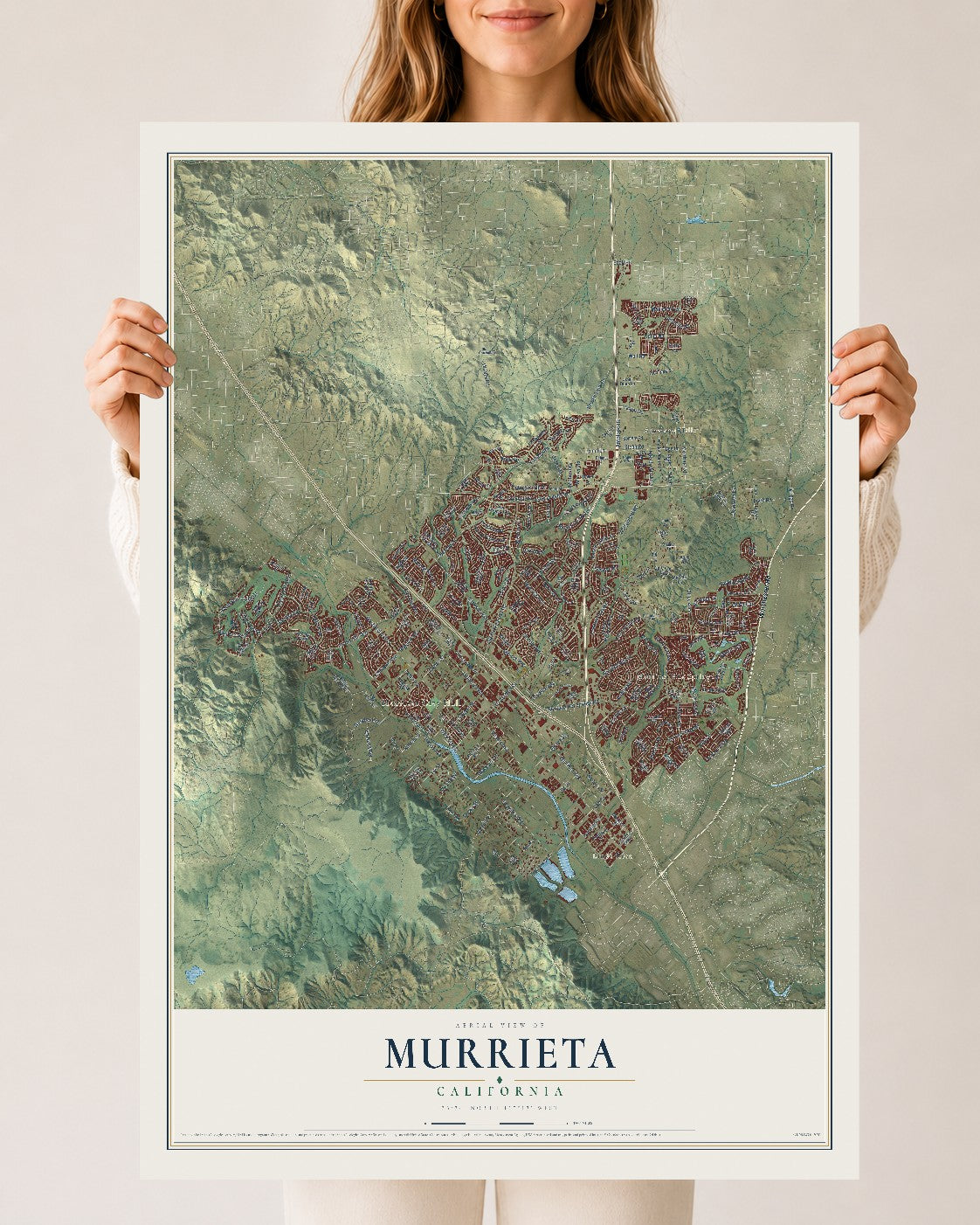 Map of Murrieta, California, 24 x 36 inch unframed archival matte print