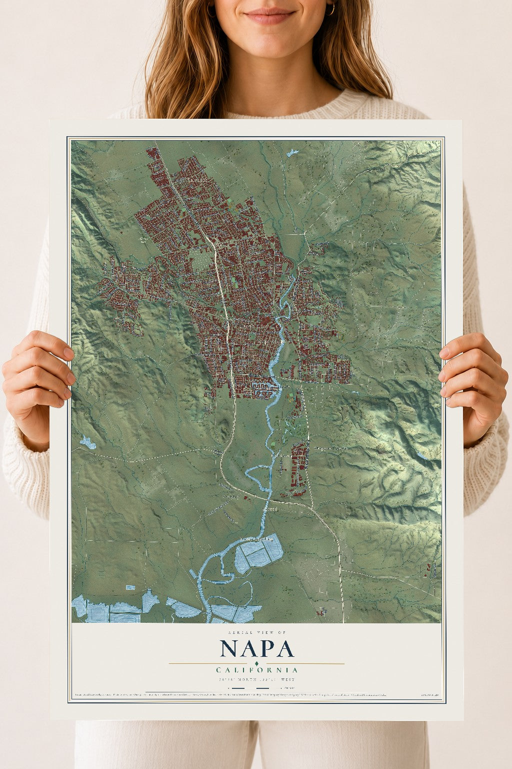 Map of Napa, California, 18 x 24 inch unframed archival matte print