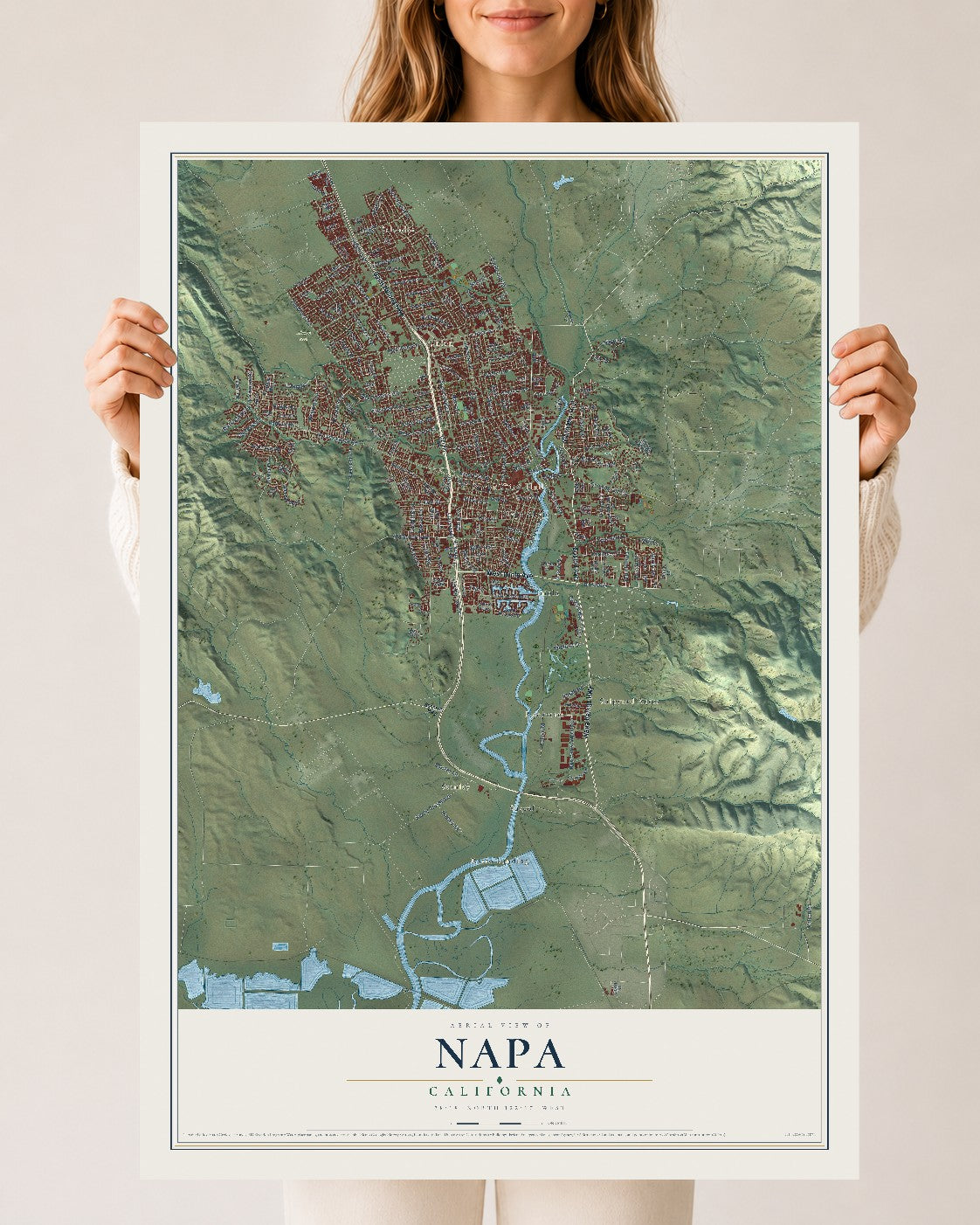 Map of Napa, California, 24 x 36 inch unframed archival matte print
