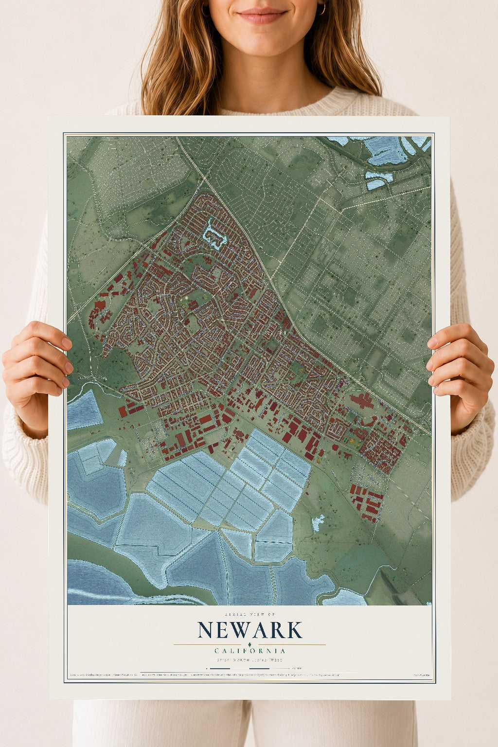 Map of Newark, California, 18 x 24 inch unframed archival matte print
