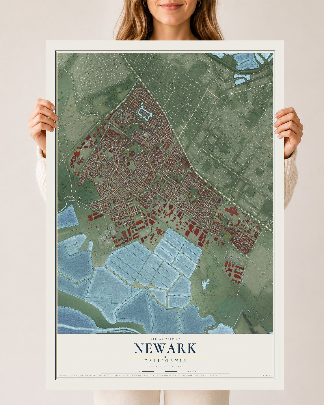 Map of Newark, California, 24 x 36 inch unframed archival matte print