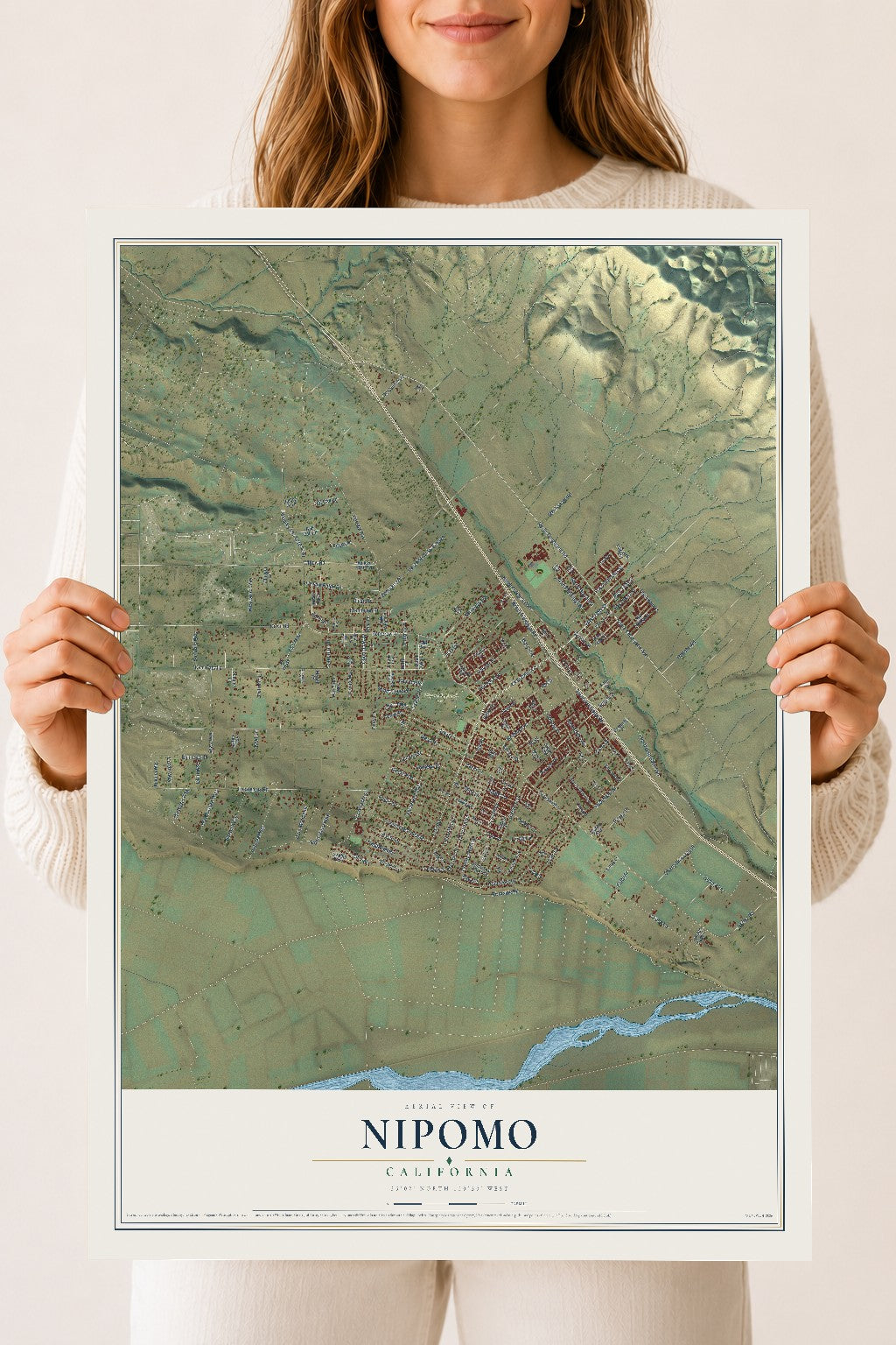 Map of Nipomo, California, 18 x 24 inch unframed archival matte print