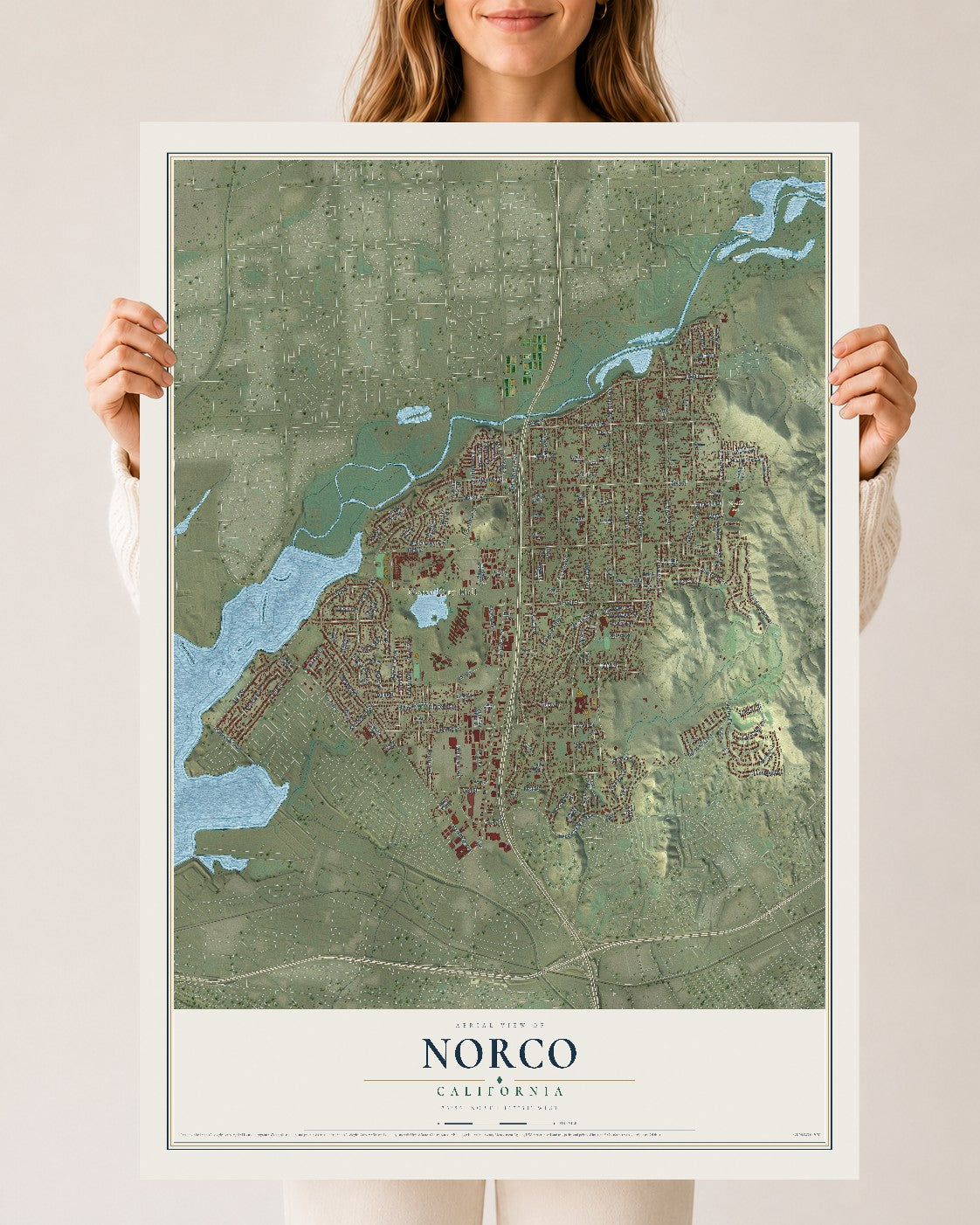 Map of Norco, California, 24 x 36 inch unframed archival matte print