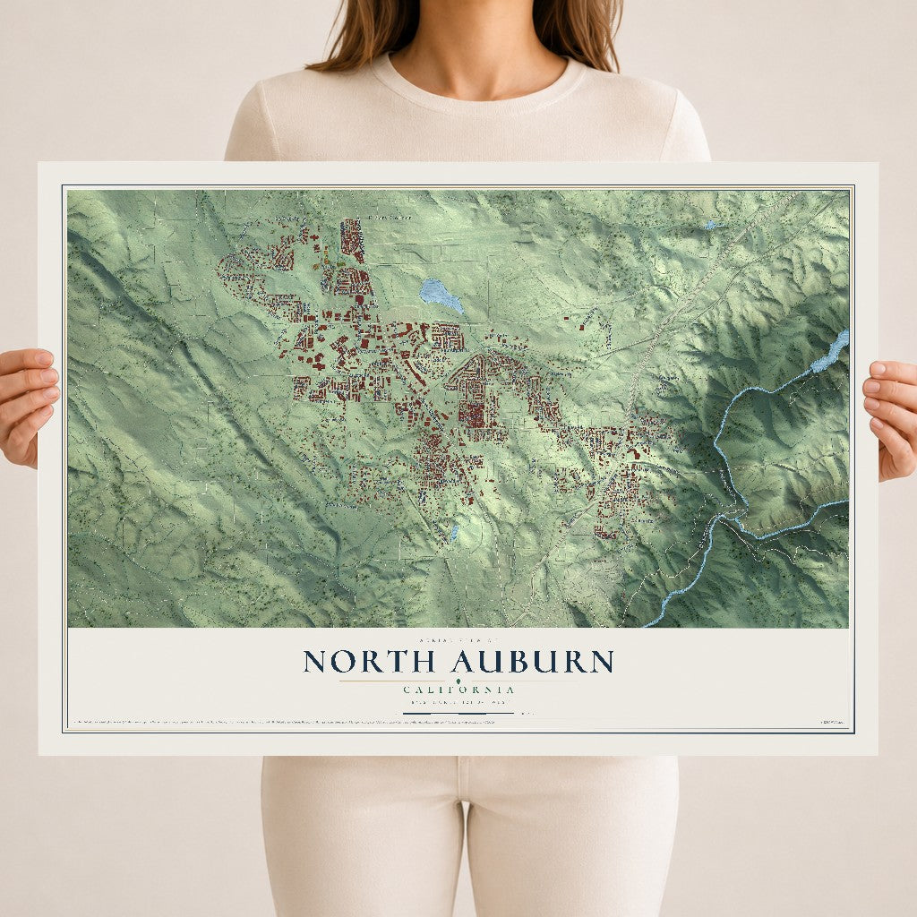 Map of North Auburn, California, 18 x 24 inch unframed archival matte print
