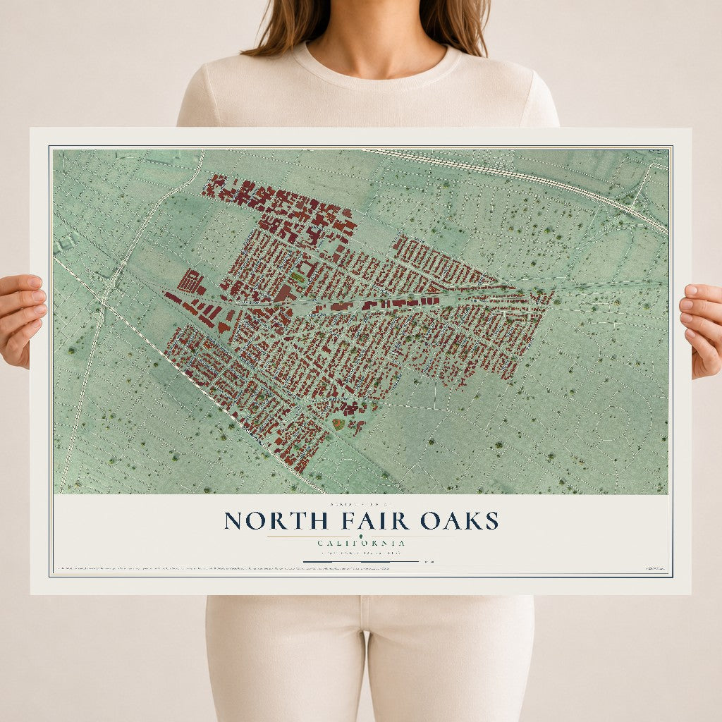 Map of North Fair Oaks, California, 18 x 24 inch unframed archival matte print