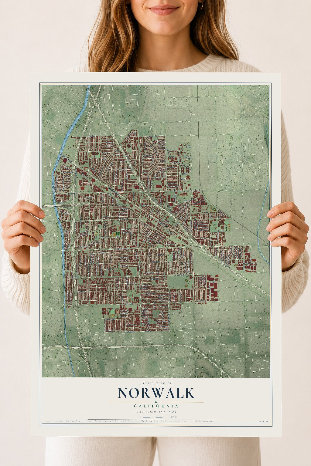 Map of Norwalk, California, 18 x 24 inch unframed archival matte print