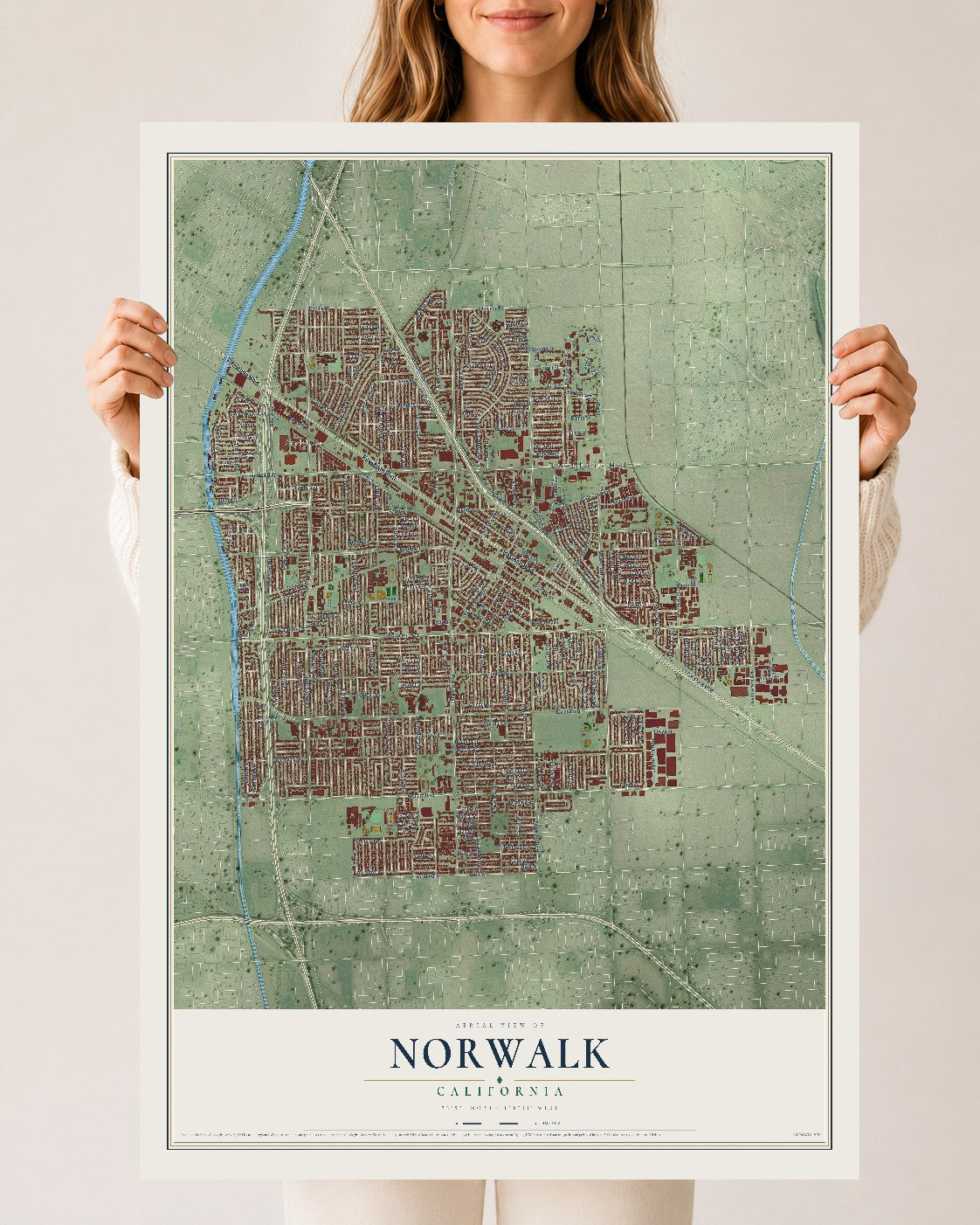 Map of Norwalk, California, 24 x 36 inch unframed archival matte print