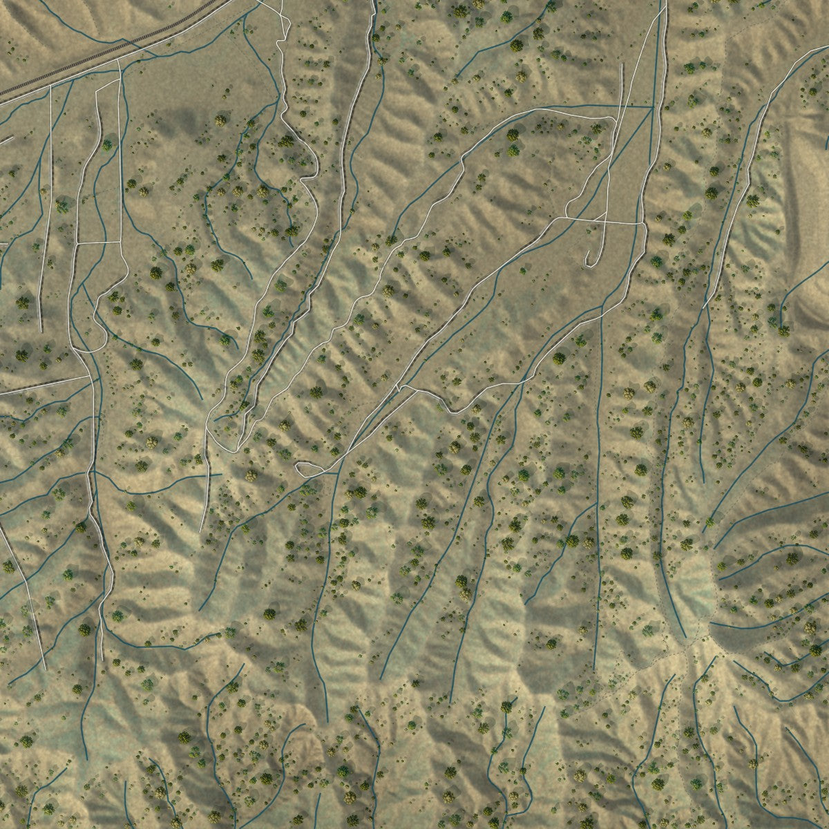Second close-up of the map of Oak Hills, California print showing more streets and buildings