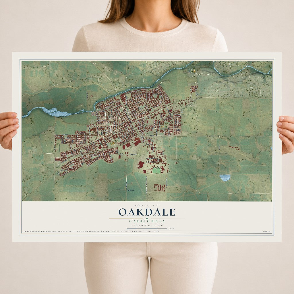 Map of Oakdale, California, 18 x 24 inch unframed archival matte print