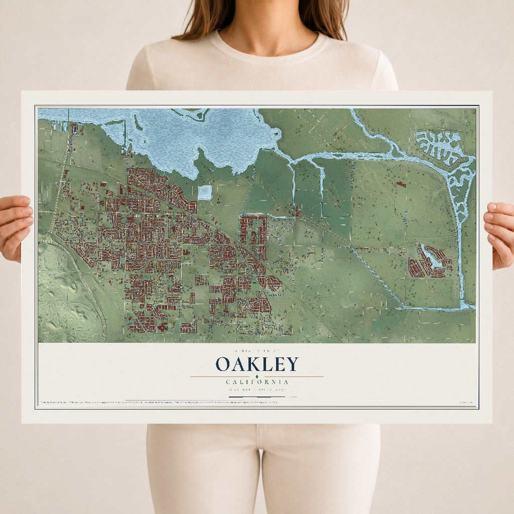 Map of Oakley, California, 18 x 24 inch unframed archival matte print