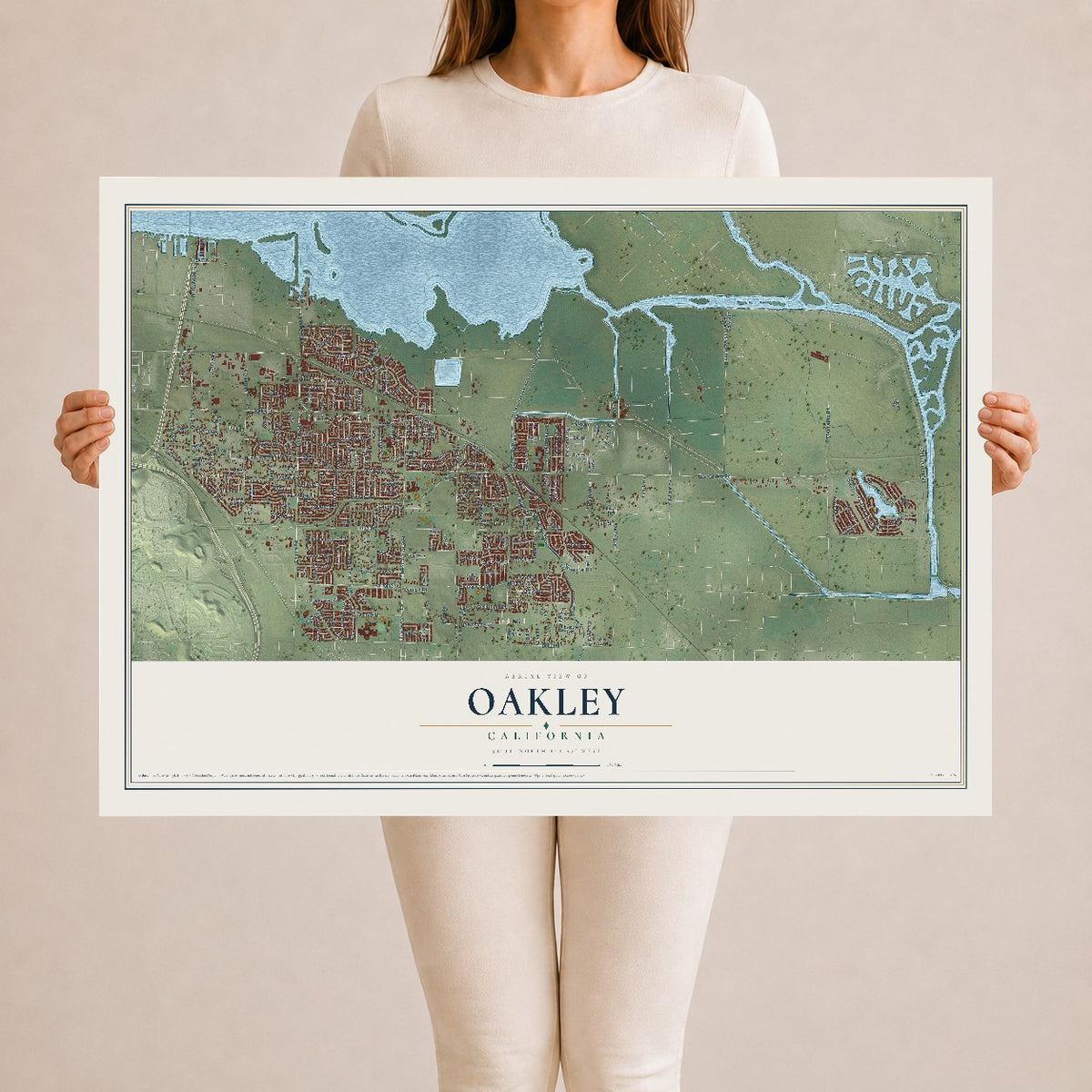Map of Oakley, California, 24 x 36 inch unframed archival matte print