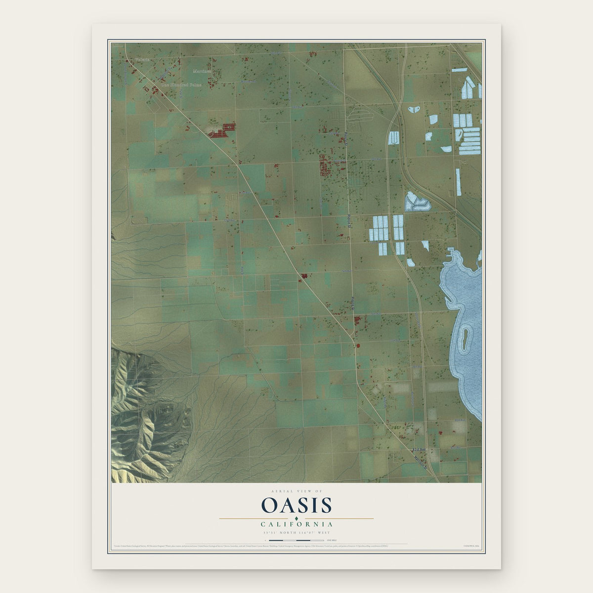 Oasis, California map print, the full design