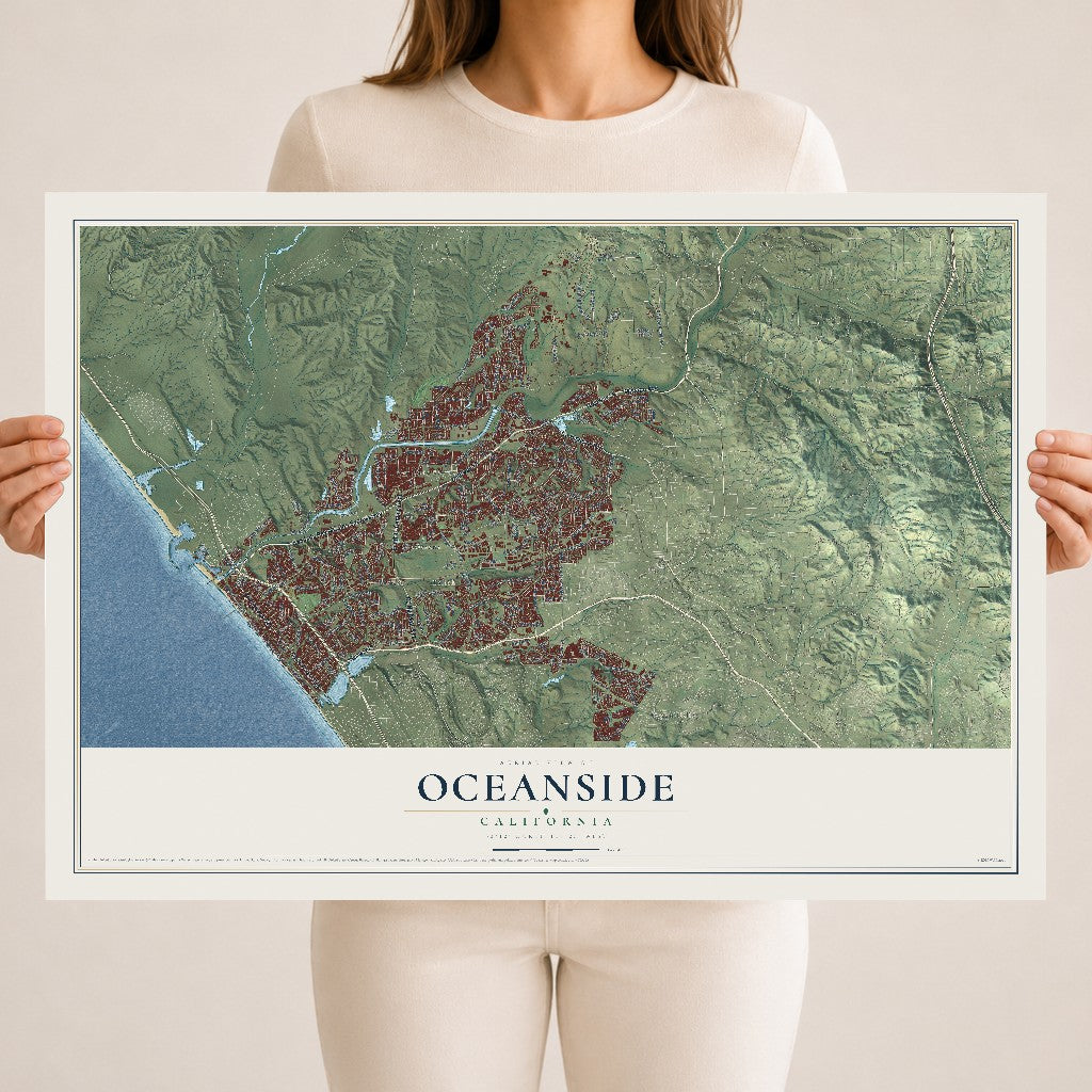 Map of Oceanside, California, 18 x 24 inch unframed archival matte print