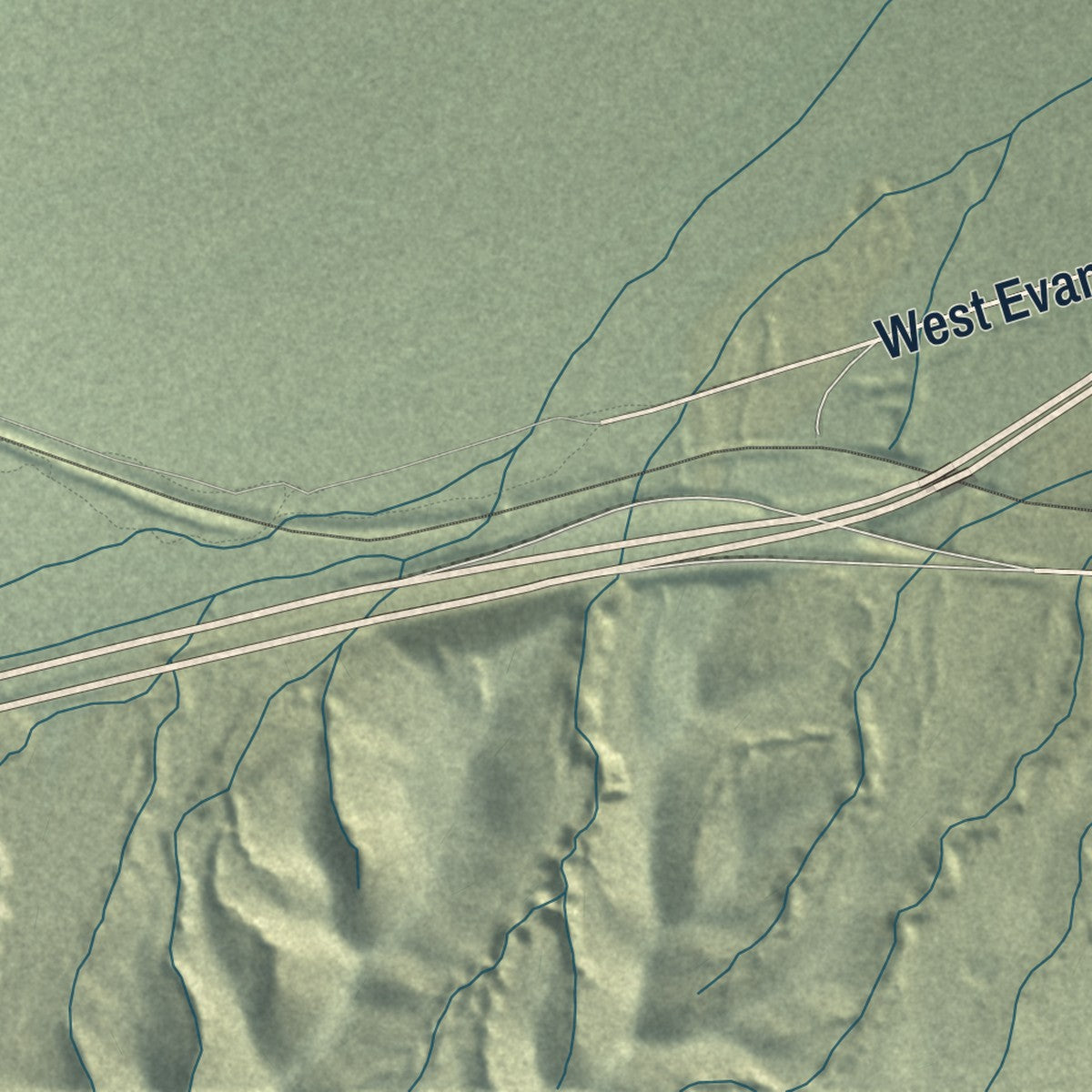 Close-up of the map of Ocotillo, California print showing street and building detail
