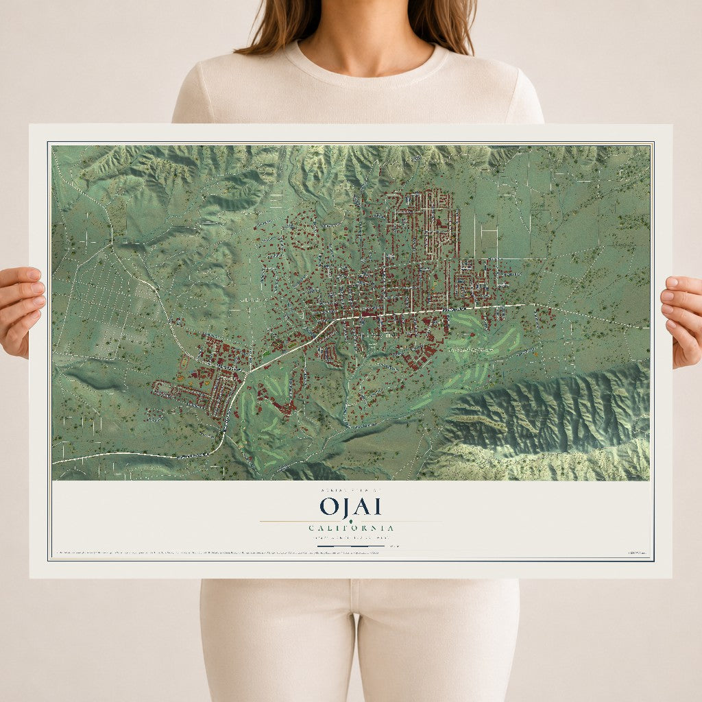Map of Ojai, California, 18 x 24 inch unframed archival matte print