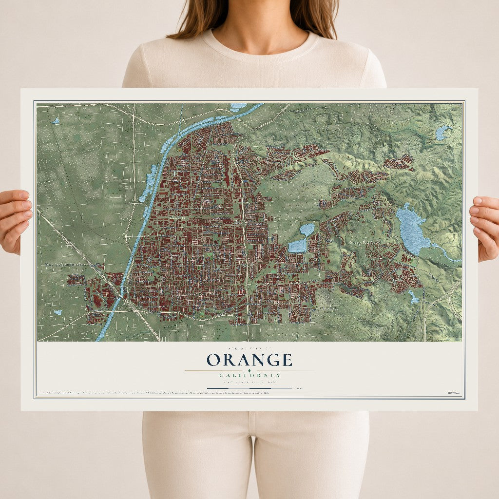 Map of Orange, California, 18 x 24 inch unframed archival matte print